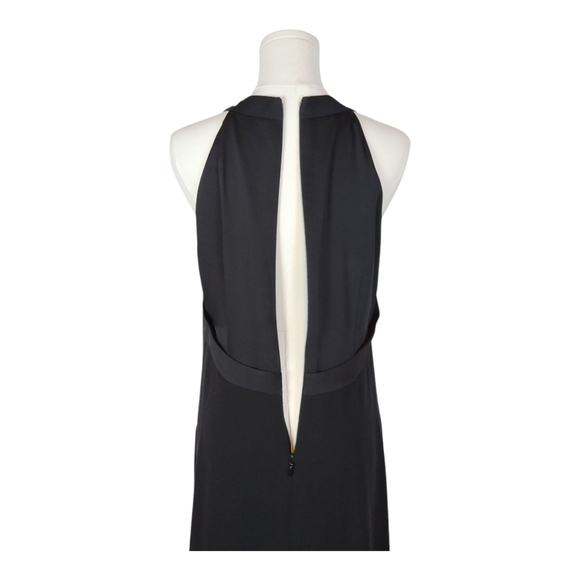 BCBGMAXAZRIA Black Halter Sheath Dress Open Back Satin Trim Size 06 - Picture 6 of 11